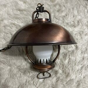 Vtg Progress Lighting Copper Tone Hanging Pendant Ceiling Light Fixture 3 Way‎